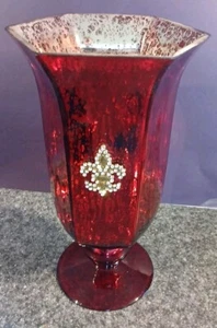 Rote Quecksilber Glas Vase 11 1/4" hoch 6" breit - Bild 1 von 4
