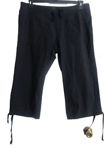 Calvin Klein Women's Convertible Capri Cargo Pants Drawcord Black Cotton XXL - Picture 1 of 10