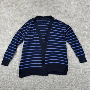 Talbots Pullover Petite Medium blau gestreifte Strickjacke offen 100 % Pima Baumwolle Damen - Bild 1 von 13