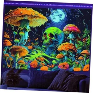 Blacklight Skull Tapestry, Black Light Skeleton Tapestry for 60X40 Multi4 - Picture 1 of 8