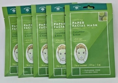 Lote de 5 Bolero BeverlyHills Papel Calmante Mascarilla Facial Pepino Aloe Hoja Mascarilla Foto 1 de 3