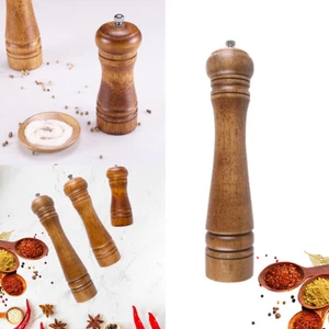 5" 8" 10" Refillable Oak Wooden Salt Pepper Mill Spice Herb Manual Grinder - Picture 1 of 10