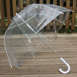 Clear Dome Umbrella Wedding Rain Party Transparent Parasol Handle Waterproof AU