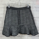Madewell schwarz weiß Schleife Tweed Rüschenrock Damen Größe 0 strukturiert A-Linie