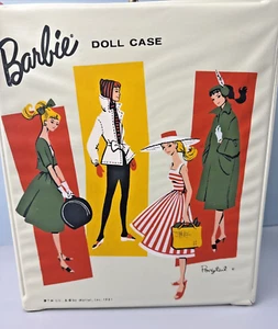 Mattel 1961 weiße Tragetasche Barbie Pferdeschwanz Vinyl Puppe mit Zubehörkarton - Bild 1 von 18