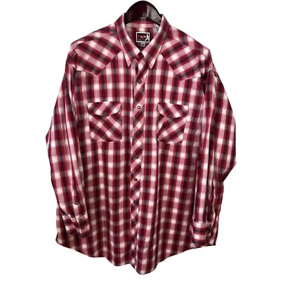 Brooks & Dunn Panhandle Slim Western Shirt Mens XXL Red Fleur De Lis Pearl Snap - Image 1 of 4