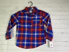 NEW Carter's Plaid Flannel Cotton Blue Red Button Up Long Sleeve Shirt Boys 3T