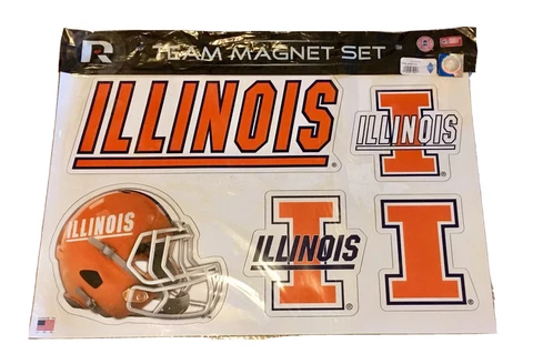 University of Illinois Fighting Illini Indoor/Outdoor Car Team Magnet Large Set Cover