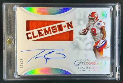 2021 Flawless Collegiate Travis Etienne Jr. Rookie Team Slogan Jersey Auto #/25 - Image 1 of 2
