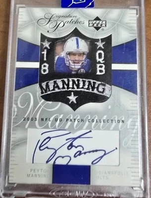 2003 Upper Deck UD Patch Collection -Signature Patches Peyton Manning Auto  - Image 1 of 2