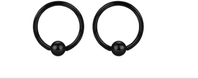 Pair Shiny Black Captive Bead Rings 4 Different Gauges & sizes Any Occasion Gift - Image 1 of 4