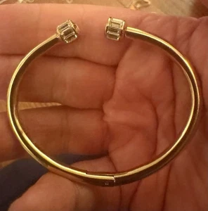 Henri Bendel Bracelet Gold Plated Crystal Cuff Bracelet Bangle 2.25x1.75” - Picture 1 of 5