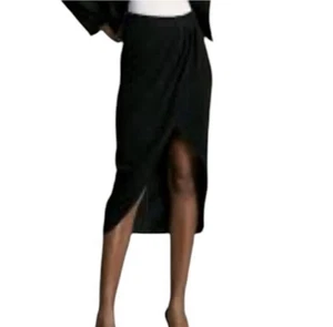 Falda midi lápiz Babaton Aritzia mujer talla 8 negra imitación envoltura triacetato oficina - Imagen 1 de 12