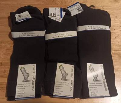 Calcetines de circología Perry Ellis Portfolio para hombre mezcla de poli algodón negros 3 pares Foto 1 de 4