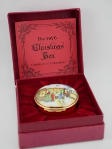Beautiful Bilston & Battersea Enamels Christmas 1976 Enamel Lidded Box MIB - Picture 1 of 5