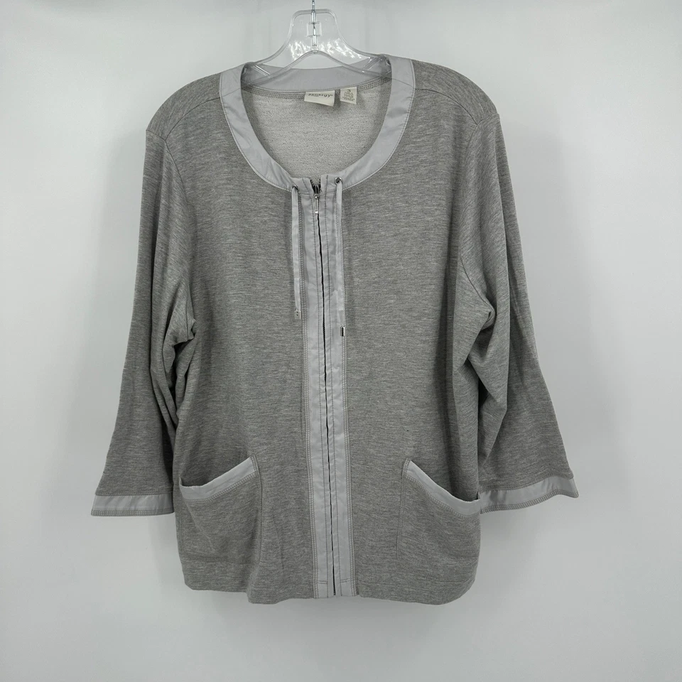 Chaqueta Chicos Mujer Minimalista Athleisure Cremallera Talla 3 US XL Zenergy Gris Suave Foto 1 de 4