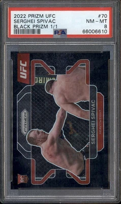 2022 Panini Prizm UFC Black Prizms #70 Serghei Spivac RC 1/1 PSA 8 - Image 1 of 2