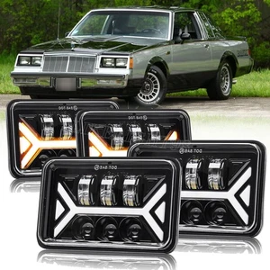 Faros LED H4 de haz alto/bajo DRL para Buick Regal 1982-1987 4 piezas 4x6" - Imagen 1 de 8