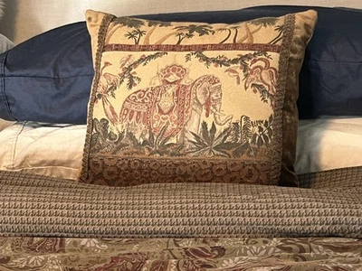 ETHAN ALLEN Vintage Tapestry Elephant Bed Couch Throw Pillow Classic Regal - Image 1 of 4