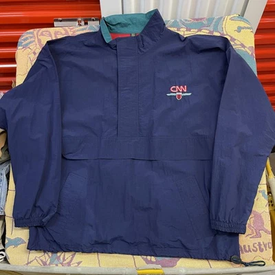 Vintage CNN Pullover Jacket Mens XL Half Zip Gear For Sports 90s Hong Kong - Image 1 of 4