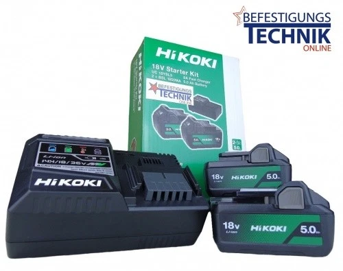 Hikoki Starter Booster Pack 2x Akku BSL1850MA 18,0 Volt 5,0 Ah + Ladegerät UC18Y