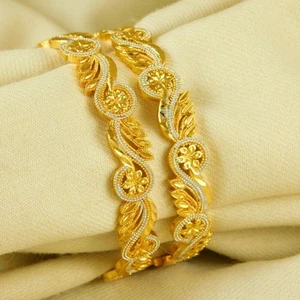 Gold Plated Bangle Set for Girls Daily Use Bracelets for Women Fashion Jewellery - Picture 1 of 5