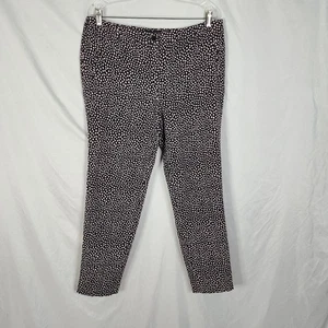 TALBOTS Size 12 Hampshire Ankle Pants Black Pink Polka Dot Ponte Knit Slacks - Picture 1 of 12
