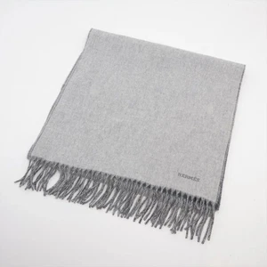 Hermès Logo Scarf Cashmere Gray - Picture 1 of 4