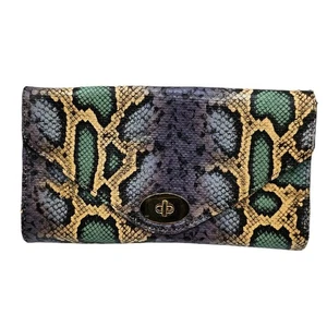 H&M Womens Turn Lock Faux Snakeskin Print Wallet Clutch Colorful - Picture 1 of 5