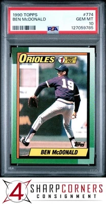 1990 Topps #774 Ben McDonald RC Orioles PSA 10 Foto 1 de 2