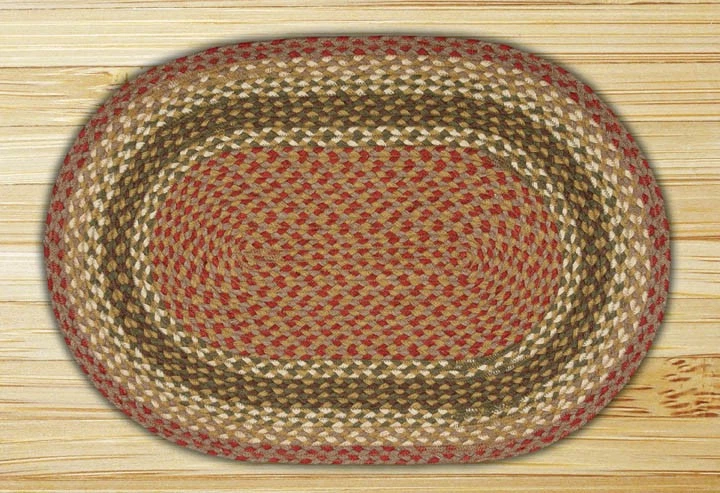 Earth Rugs C-24 Olive Burgundy Gray Oval Braided Rug 2 Feet x 8 Feet - Image 1 of 1