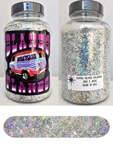 Blakes Metal Flake Alpha Silver prismatic SPLINTER CUT custom automotive 5oz jar - Picture 1 of 2