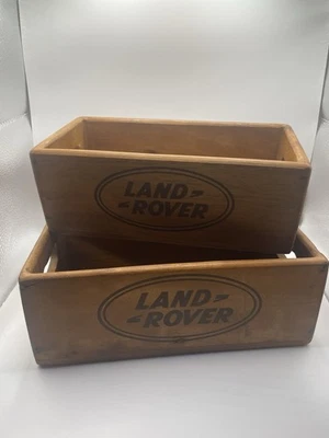 Set of 2 Landrover Crates Storage Boxes Wooden Vintage Home Decor Rustic Decor - Image 1 of 3