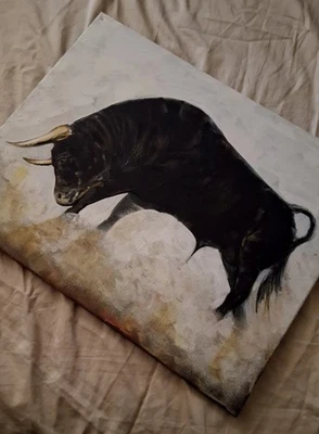 Pintura Lamborghini Bull colecionável arte original, acrílico sobre tela - Imagem 1 de 4