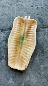 Vintage Geode Leaf Pottery Glazed Green Trinket Dish/Tray USED - Picture 1 of 2