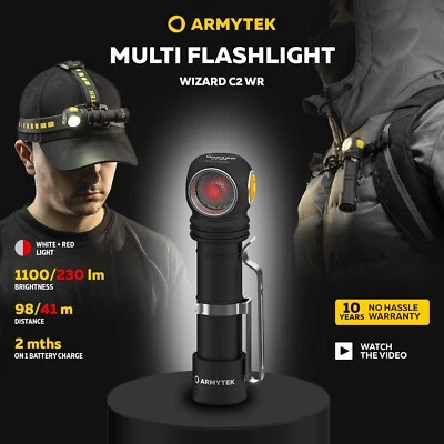 Starke LED Taschenlampe Armytek Wizard C2 WR USB Aufladbare Kopflampe