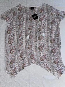 Liz Claiborne Floral White Paisley Swim Kimono Cover Up Size 1X NWT - Picture 1 of 9