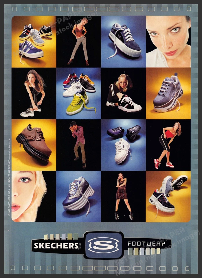Skechers Footwear 1990s Magazine Print Advertisement 1998 Legs Collage - Image 1 of 1