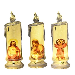 Flameless Prayer Candle Jesus Saints Religious Decoration Candle - Picture 1 of 12