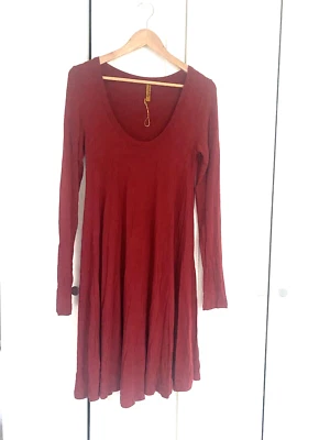 Vestido recto RACHEL PALLY talla pequeña rojo vino granate manga larga MODAL cuchara suave Foto 1 de 4