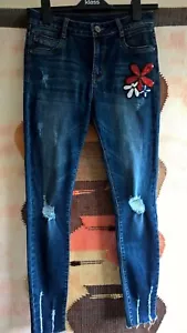 Goldtrans Womens Ripped and Embroidered Skinny Fit Denim Jeans 36cm waist - Picture 1 of 4