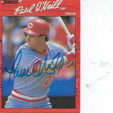PAUL O'NEILL SIGNED 1990 DONRUSS #198 - CINCINNATI REDS
