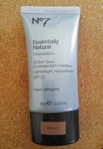 No7 Essentially Natural Foundation WALNUT MedDark SPF 15 Hypoallergenic NEW 40ml - Picture 1 of 3
