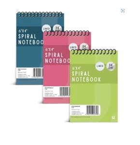 3 MINI TAMPONI APPUNTI al neon colori assortiti rilegati a spirale A6 cover plastica quaderni - Foto 1 di 5