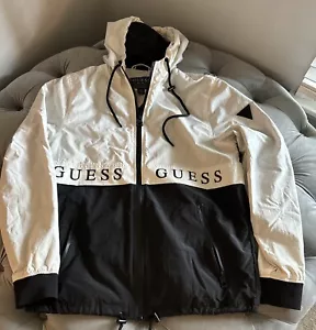 Guess Jacket Mens Size S Black/White Windbreaker Rain Jacket Adults Small - Picture 1 of 9