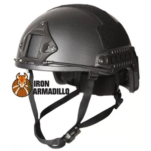 IRON ARMADILLO FRHC LVL 3A Tactical Ballistic Helmet Black Medium stop 9MM - Picture 1 of 8