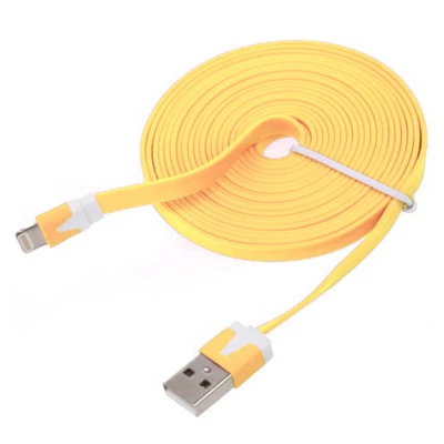 10ft flat noodle usb data charger Cable for iPhone X 8 7 6 plus 5s c iPod Touch - Image 1 of 4