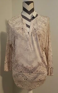 Women's NWT $59.50 Lucky Brand Shirt (Blouse) Size Medium Floral Geometric - Bild 1 von 6
