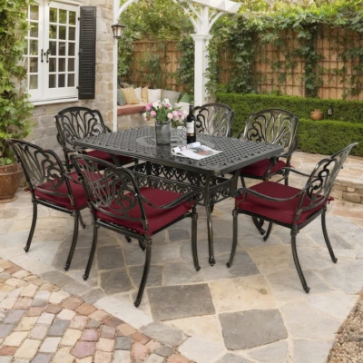 Juego de muebles de mesa y sillas de patio de 7 piezas de comedor exterior sillas de jardín Foto 1 de 4