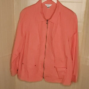 CJ Banks Womens Plus Salmon Pink Full Zip Jacket 2X - Picture 1 of 7